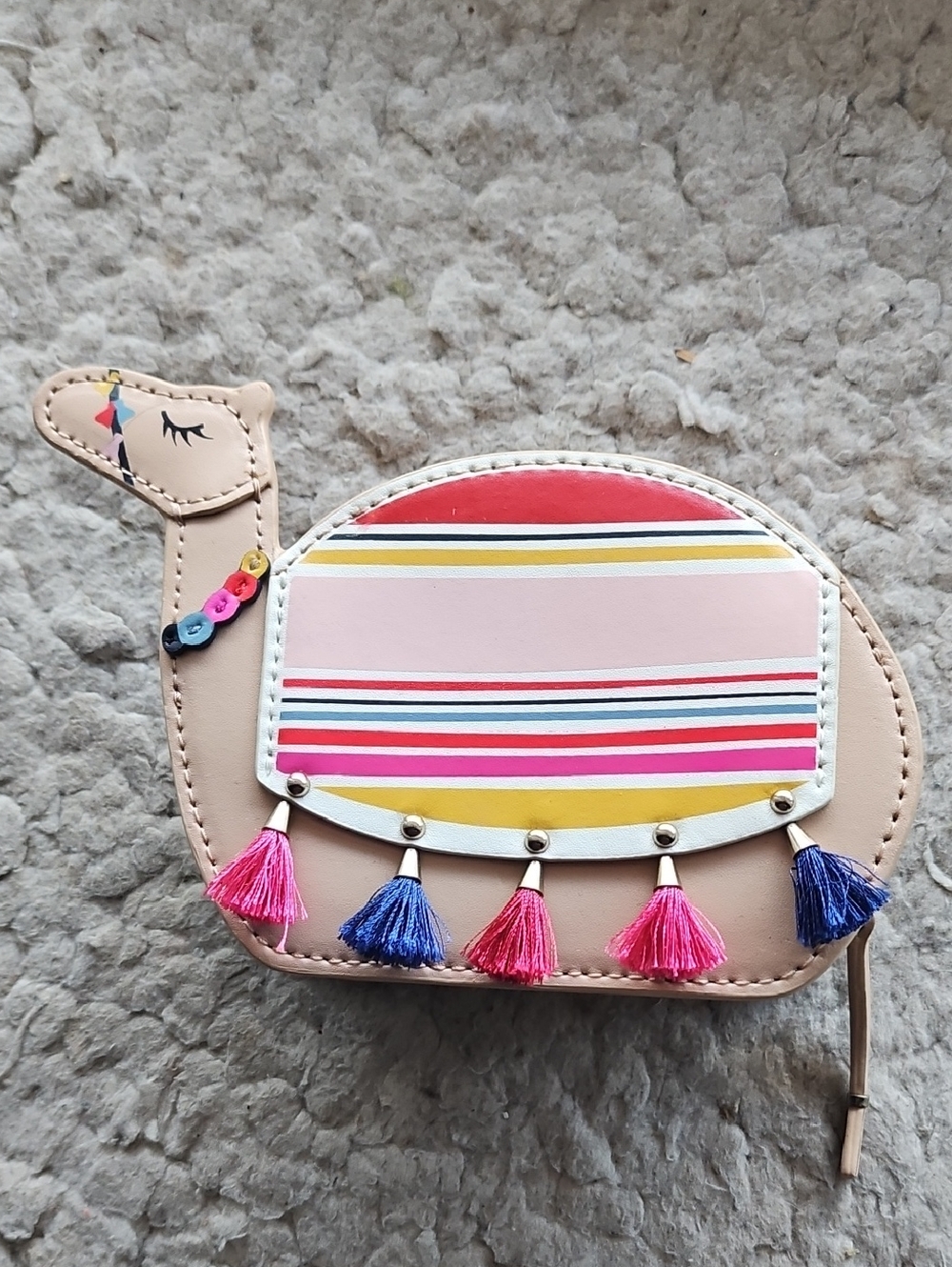 kate spade Kids Camel-Shaped Crossbody in Beige with Pink & Blue Accents